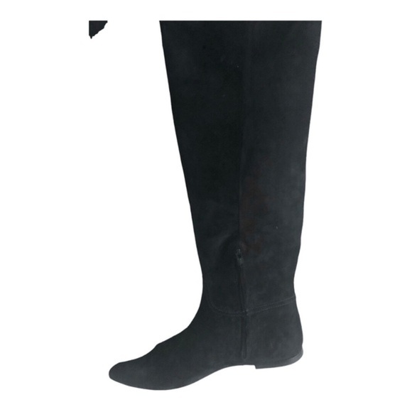 Polo Ralph Lauren black Calf Suede/Calf Leather knee-high flat pointy toe boots - Picture 2 of 16